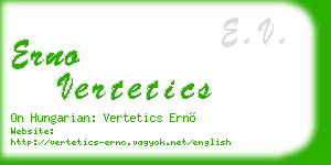 erno vertetics business card